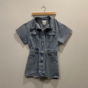 Le Lis Blue Denim Button-Up Romper